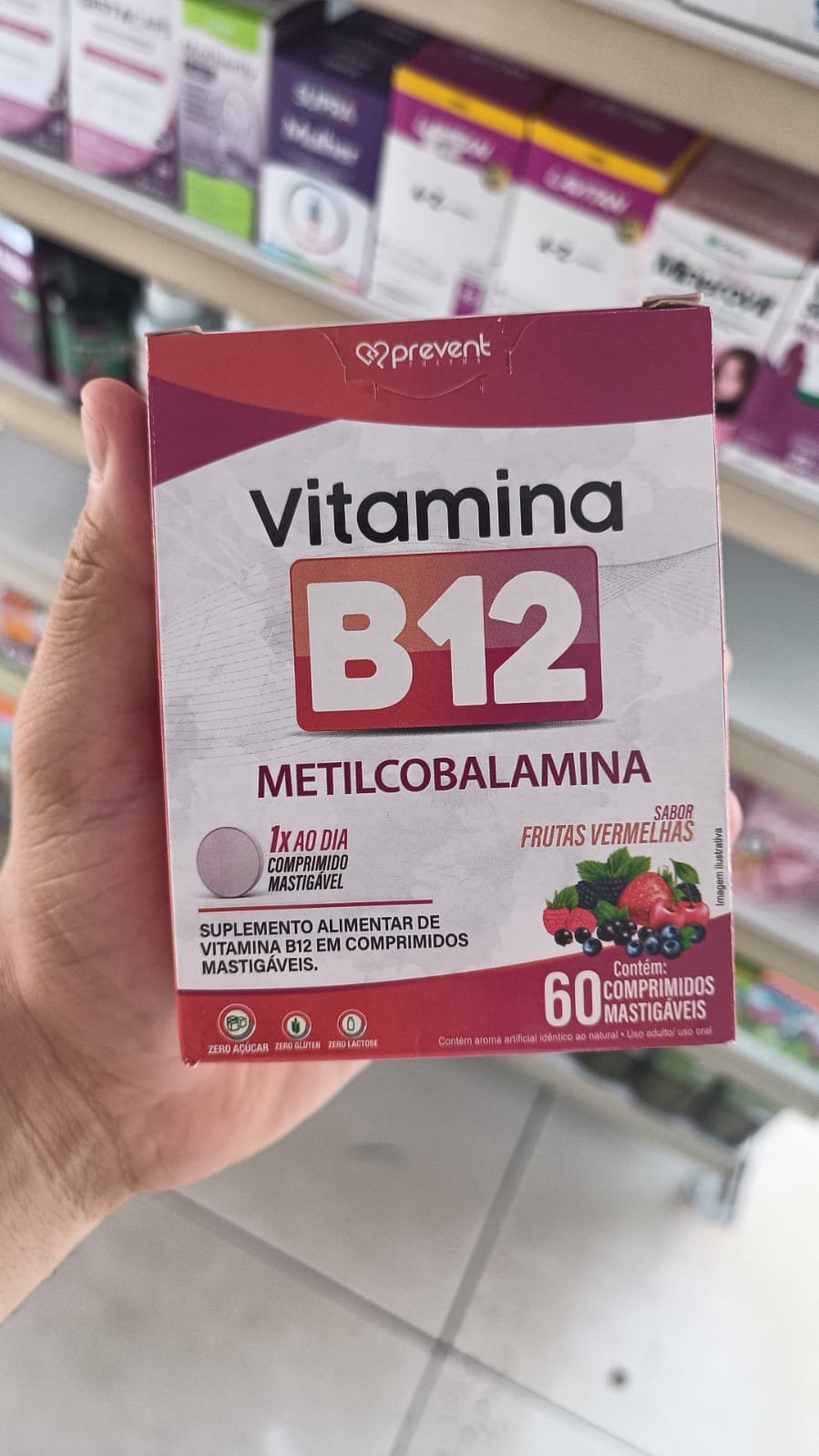 Imagem do Produto Vitamina B12 Metilcobalamina 60 Comprimidos Mastigáveis - Prevent Pharma